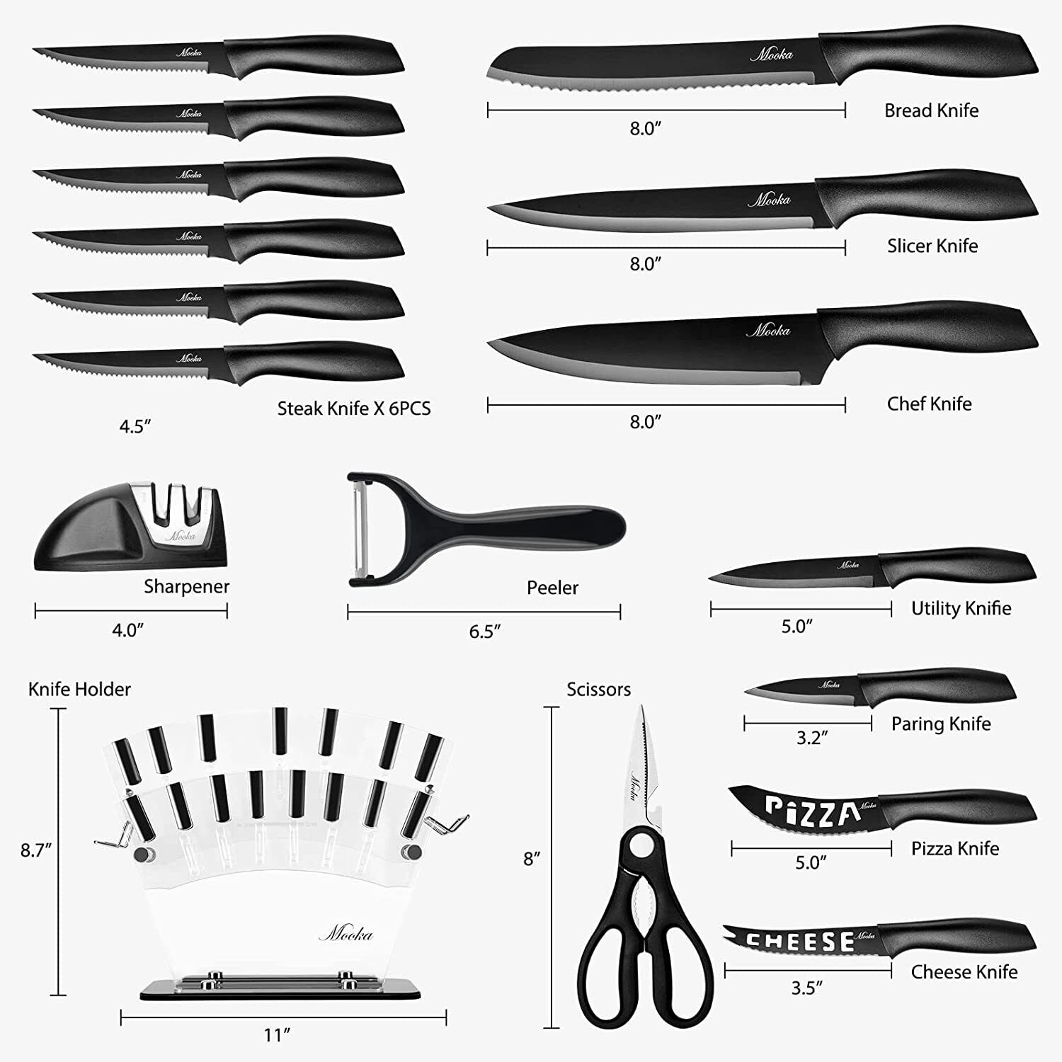 Knife Set Sharp Stainless Steel Professional Chef Cutlery Steak Kitchen Knives - Fresh Stock Dated February 2026
