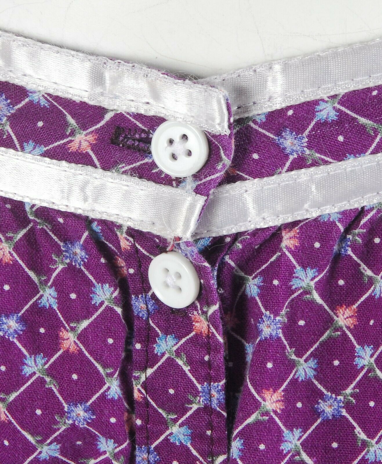 Vintage 80s GUNNE SAX Gunnies Purple Floral Calico Prairie Skirt w/Satin & Lace - Fresh Stock Dated December 2025