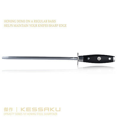 Kessaku Sharpening Steel Honing Rod Dynasty Series G10 Resin Handle 10-Inch - Fresh Stock Dated December 2025