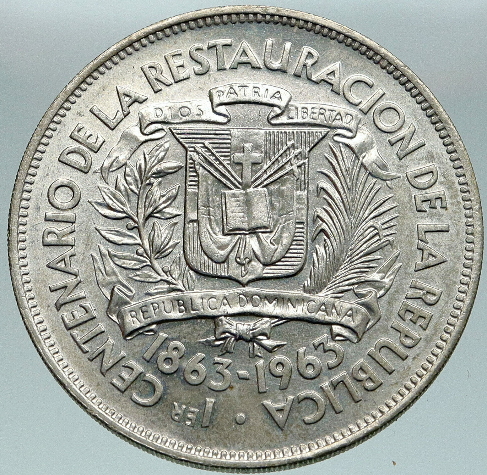 1963 DOMINICAN REPUBLIC Woman of Liberty Antique Genuine Silver Peso Coin i87501 - Fresh Stock Dated February 2026