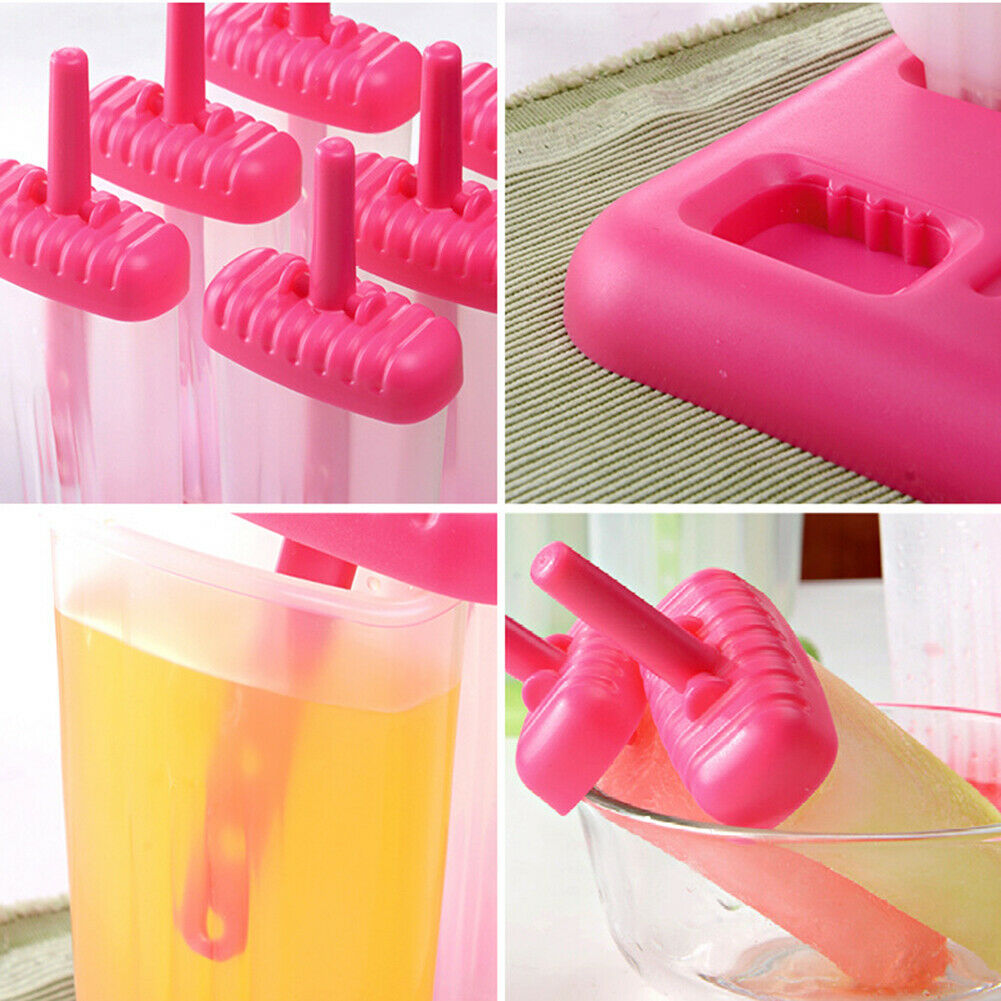 6 Cells DIY Popsicle Molds Ice Cream Makers Frozen Ice-lolly Moulds (Rose) - Fresh Stock Dated February 2026