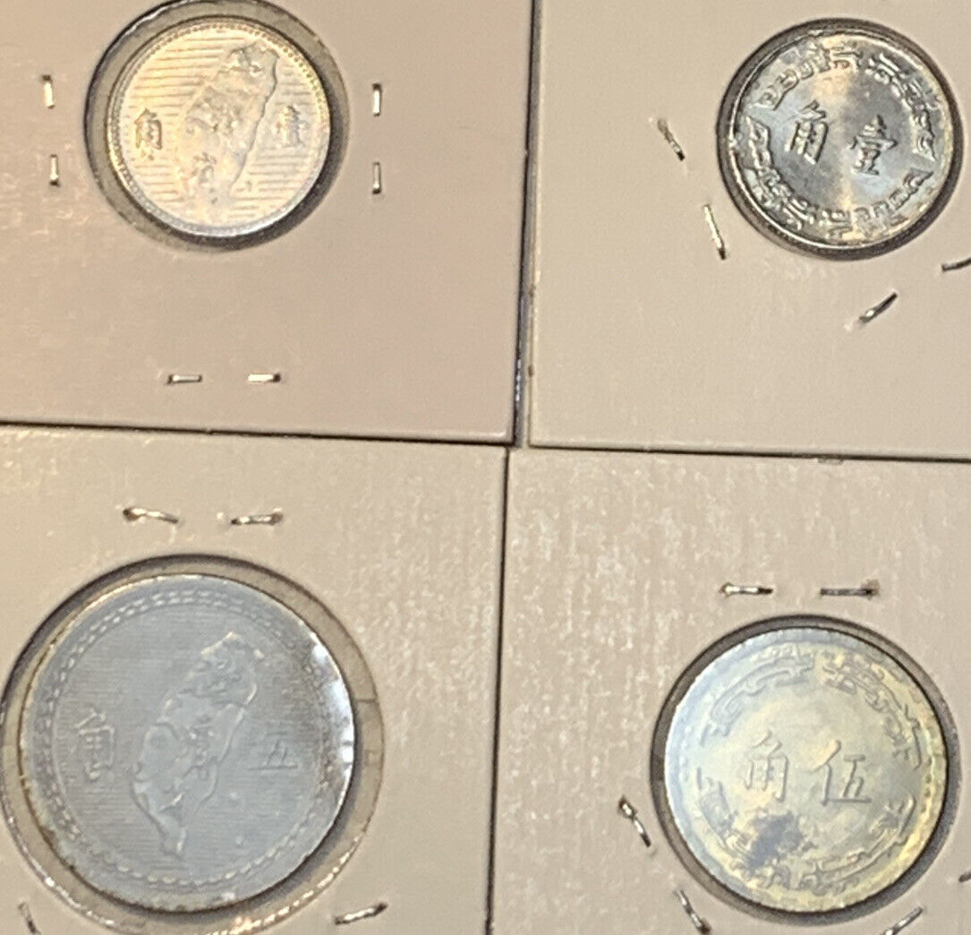 1949 - 1967 Taiwan Republic Of China 1 & 5 Chiao 4 Coin Lot High Grades AU - BU - Fresh Stock Dated February 2026