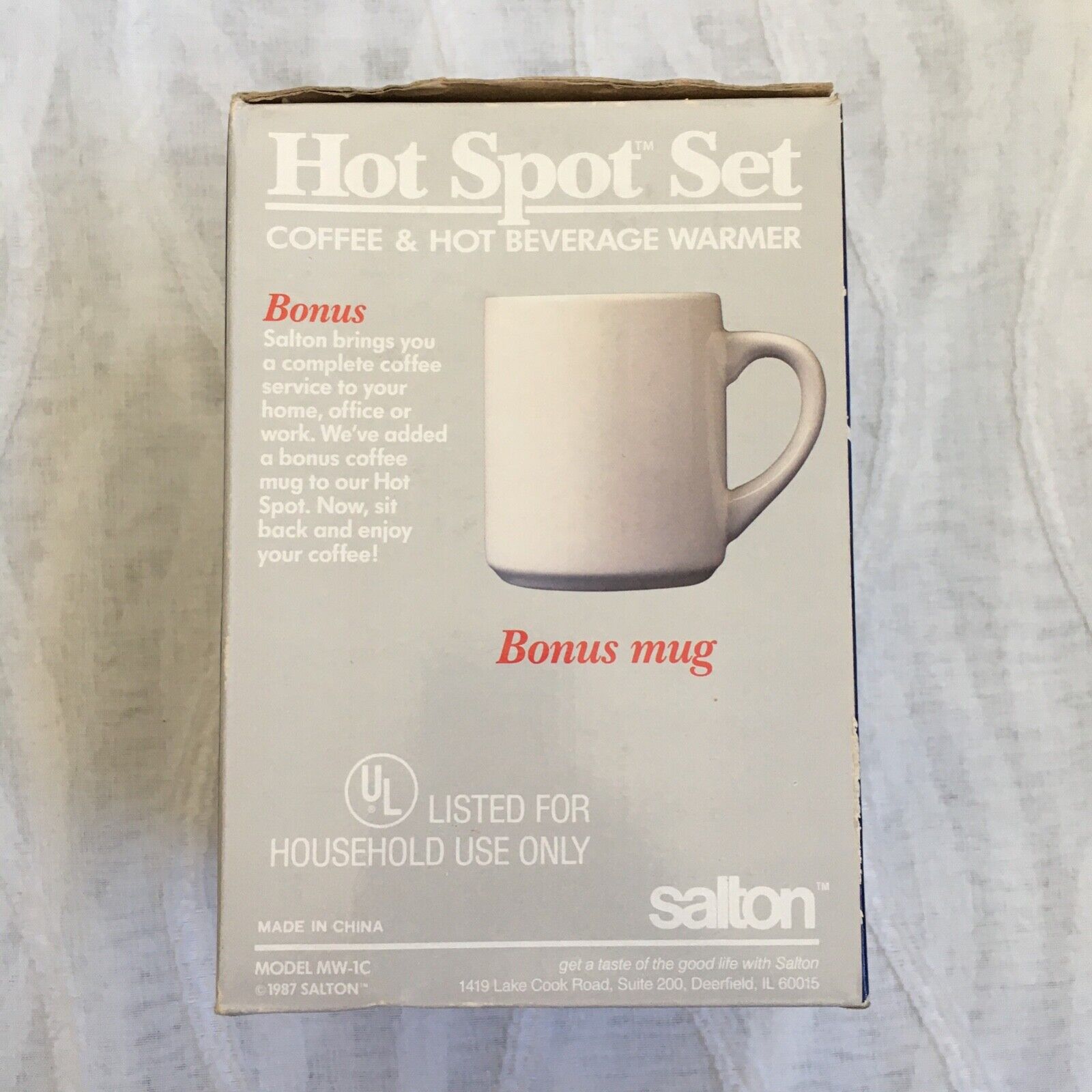 New Salton Hot Spot Set Coffee Mug &Hot Beverage Warmer 1990 MW-1C NIB VTG NOS - Fresh Stock Dated February 2026
