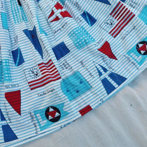 Vintage 1950 blue fit and flare sailor novelty print skirt! - Fresh Stock Dated February 2026