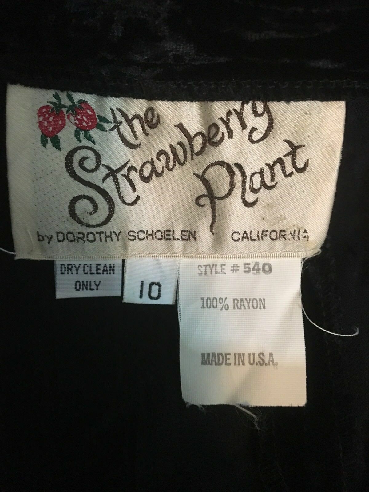 VTG The Strawberry Plant by Dorothy Schoelen Skirt SZ 10 Crushed Black Velvet - Fresh Stock Dated February 2026