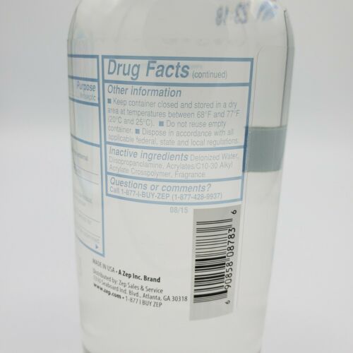 Zep Instant Hand Sanitizer Gel Made in USA. 16.9 oz 500 ml - Fresh Stock Dated February 2026