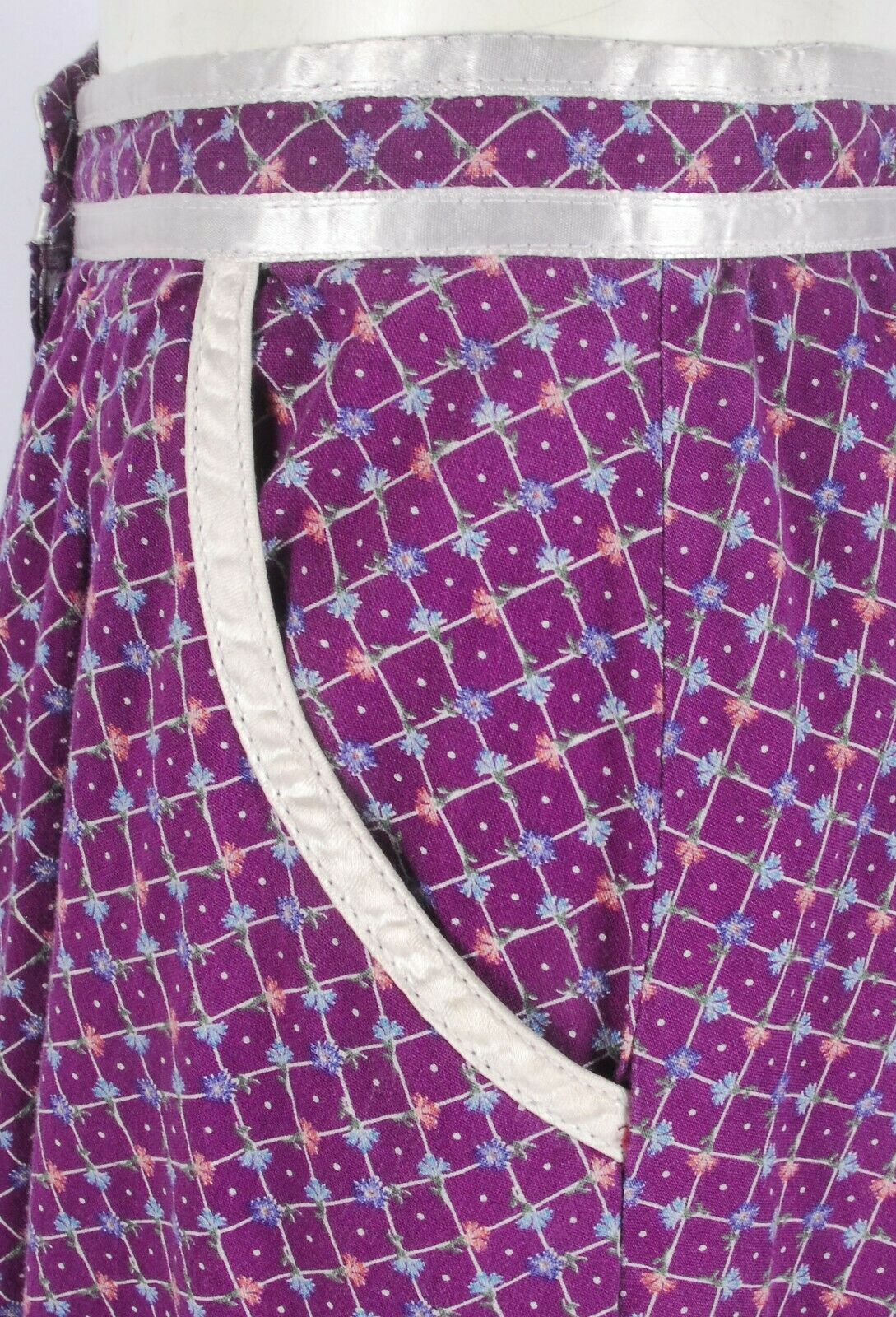 Vintage 80s GUNNE SAX Gunnies Purple Floral Calico Prairie Skirt w/Satin & Lace - Fresh Stock Dated December 2025