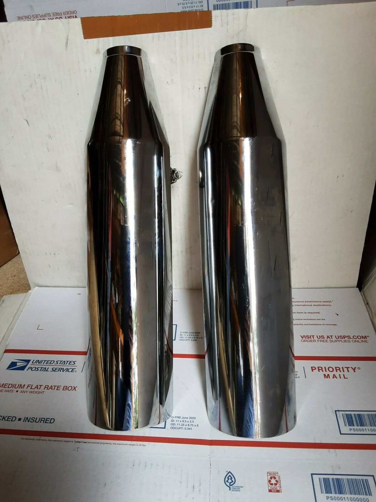 OEM Harley Softail Heritage Classic Chrome Heat Shields - Fresh Stock Dated February 2026