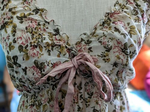 Floral Peasant Prairie Cottagecore Pastel Garden Grunge Blouse Tie Empire Waist - Fresh Stock Dated March 2026