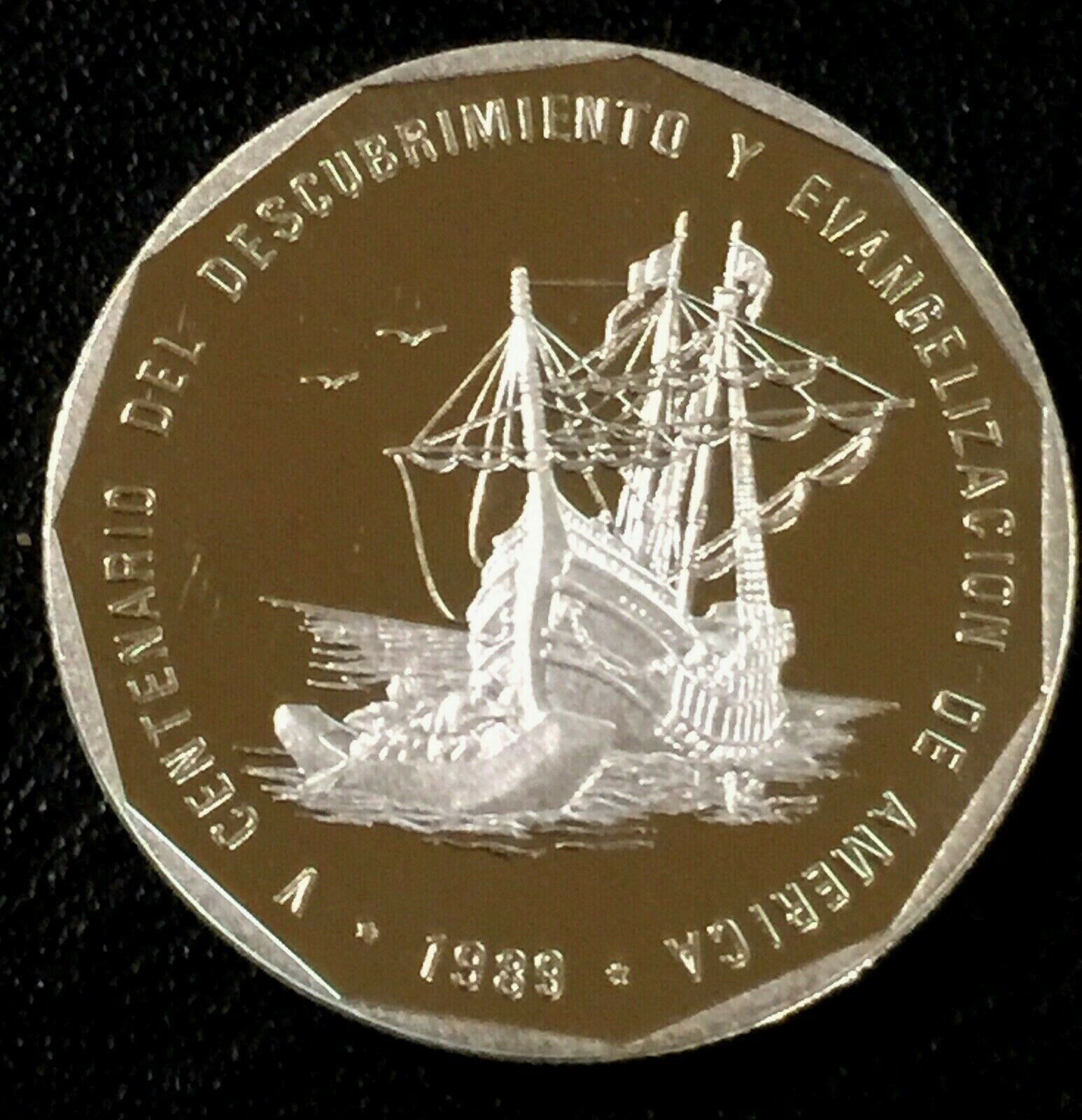 DOMINICAN REPUBLIC 1 Peso 1989 Proof Silver Evangelization - Fresh Stock Dated December 2025