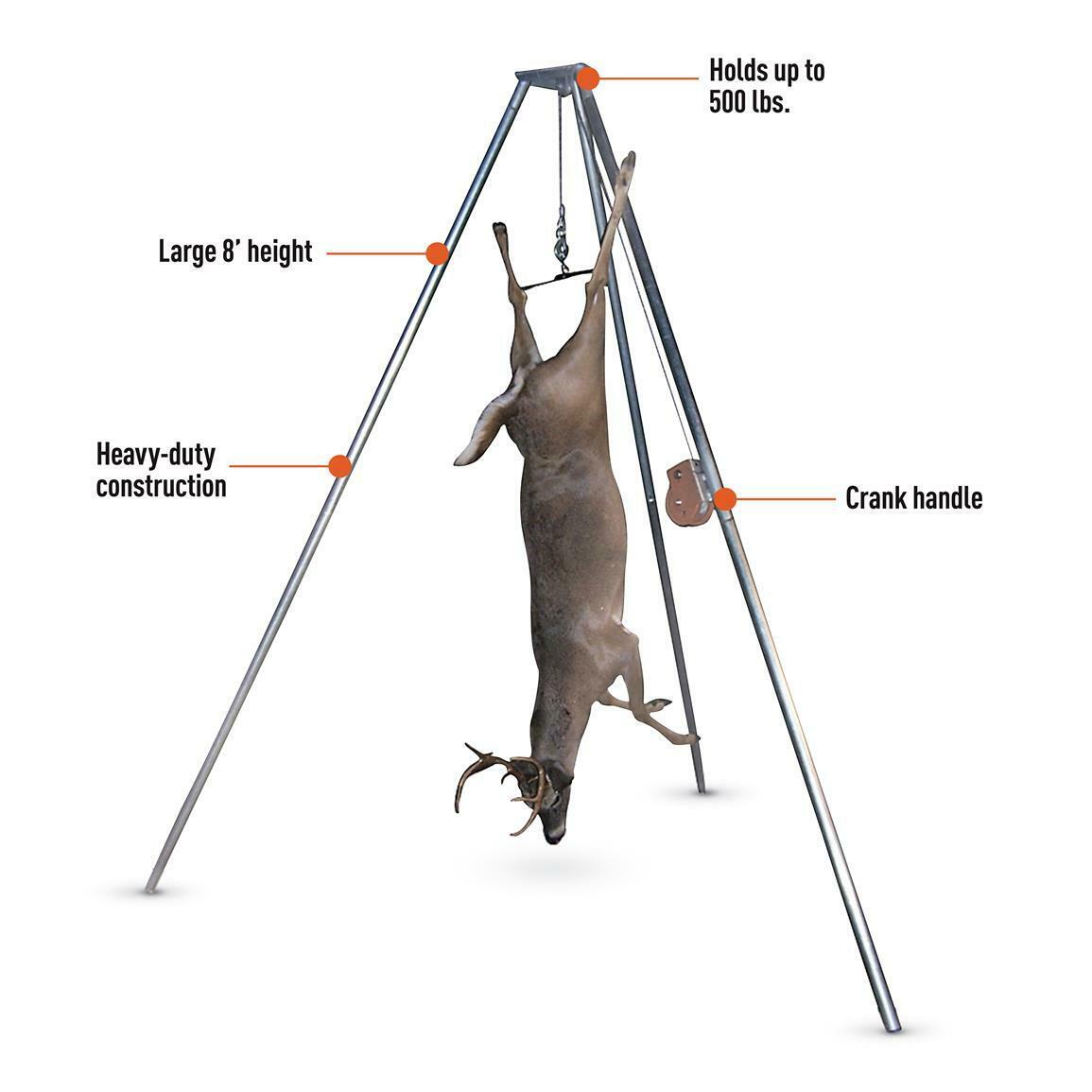 Tripod Deer Hanger Hoist 500 lb Winch Lift System Hog Game Hunting Portable New - Fresh Stock Dated December 2025