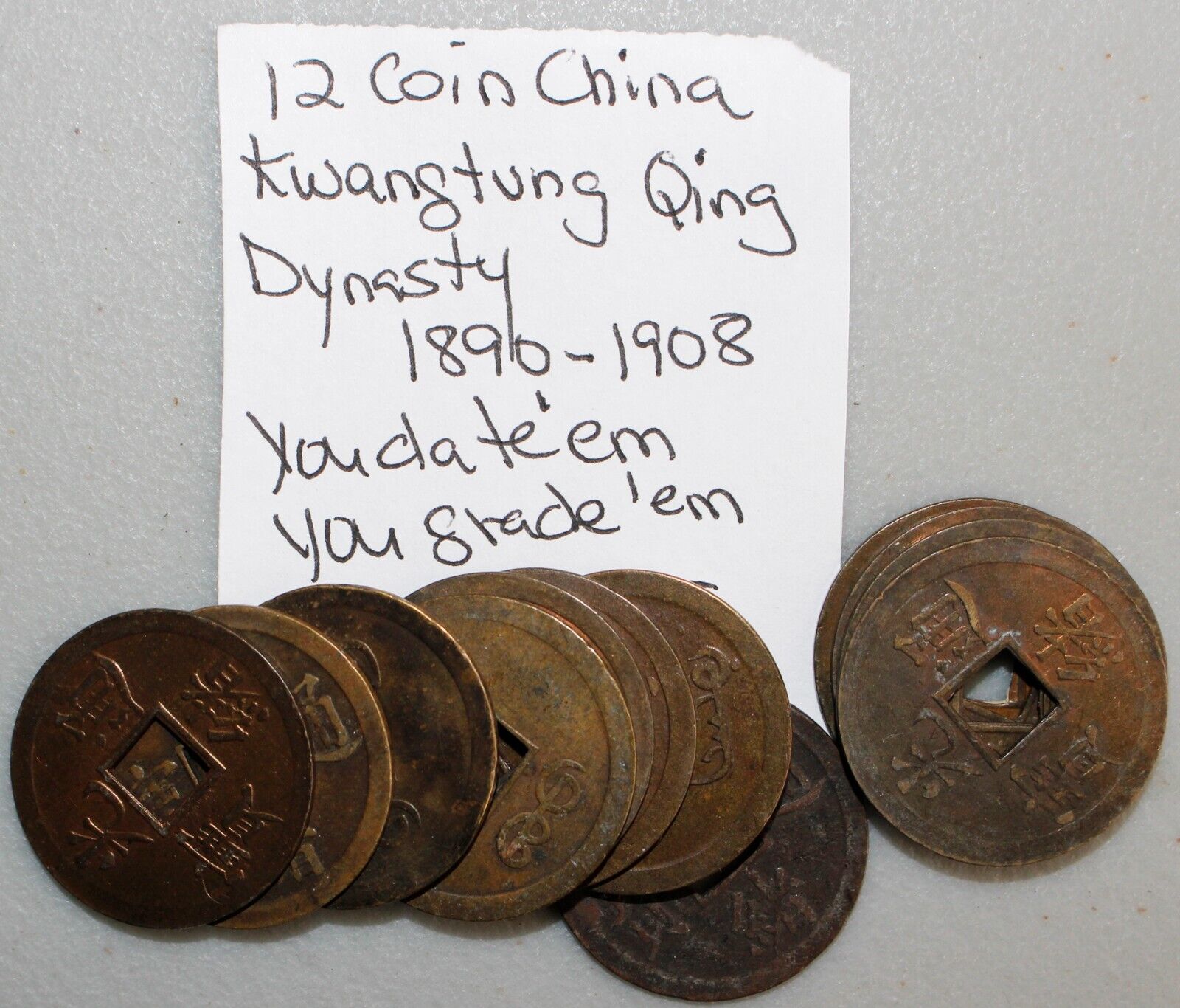 12 Coin Lot China Kwantung Qing Dynasty 1890-1908 You Date & Grade Circulated - Fresh Stock Dated February 2026