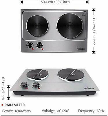 Electric Cooktop Burner Double Stove Hot Plate Countertop Portable Cooking Iron - Fresh Stock Dated December 2025