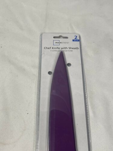 mainstays purple 8 inch kitchen chef knife with sheath cover non stick blade - Fresh Stock Dated December 2025