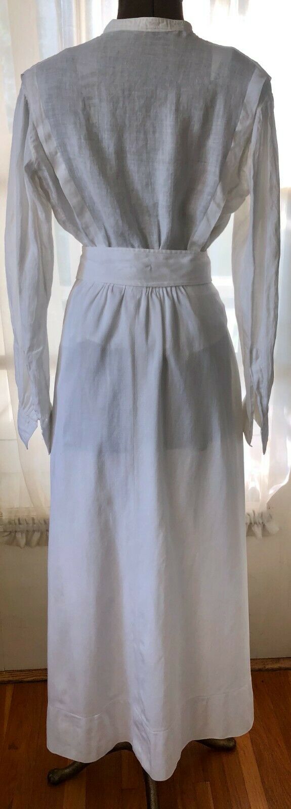 ANTIQUE EDWARDIAN EMERSOY WHITE COTTON WALKING SKIRT W/ DECOR. BUTTONS - Fresh Stock Dated March 2026