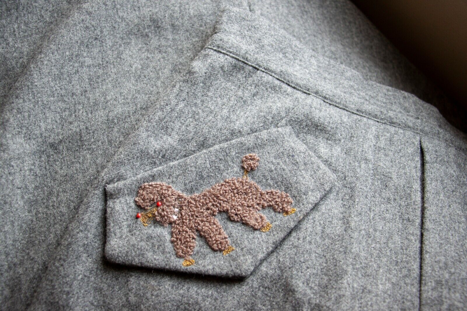 Vintage 1950s 50s Wool Skirt with Amazing Poodle Embroidered Pocket - Fresh Stock Dated March 2026