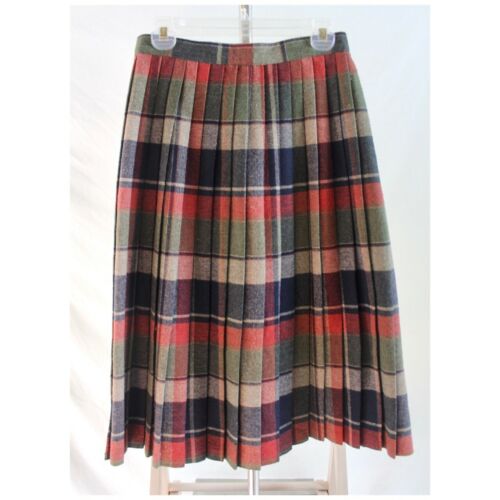 Vintage Oscar de la Renta Earth Tone Plaid Midi Skirt Wool Blend 28” Waist - Fresh Stock Dated March 2026