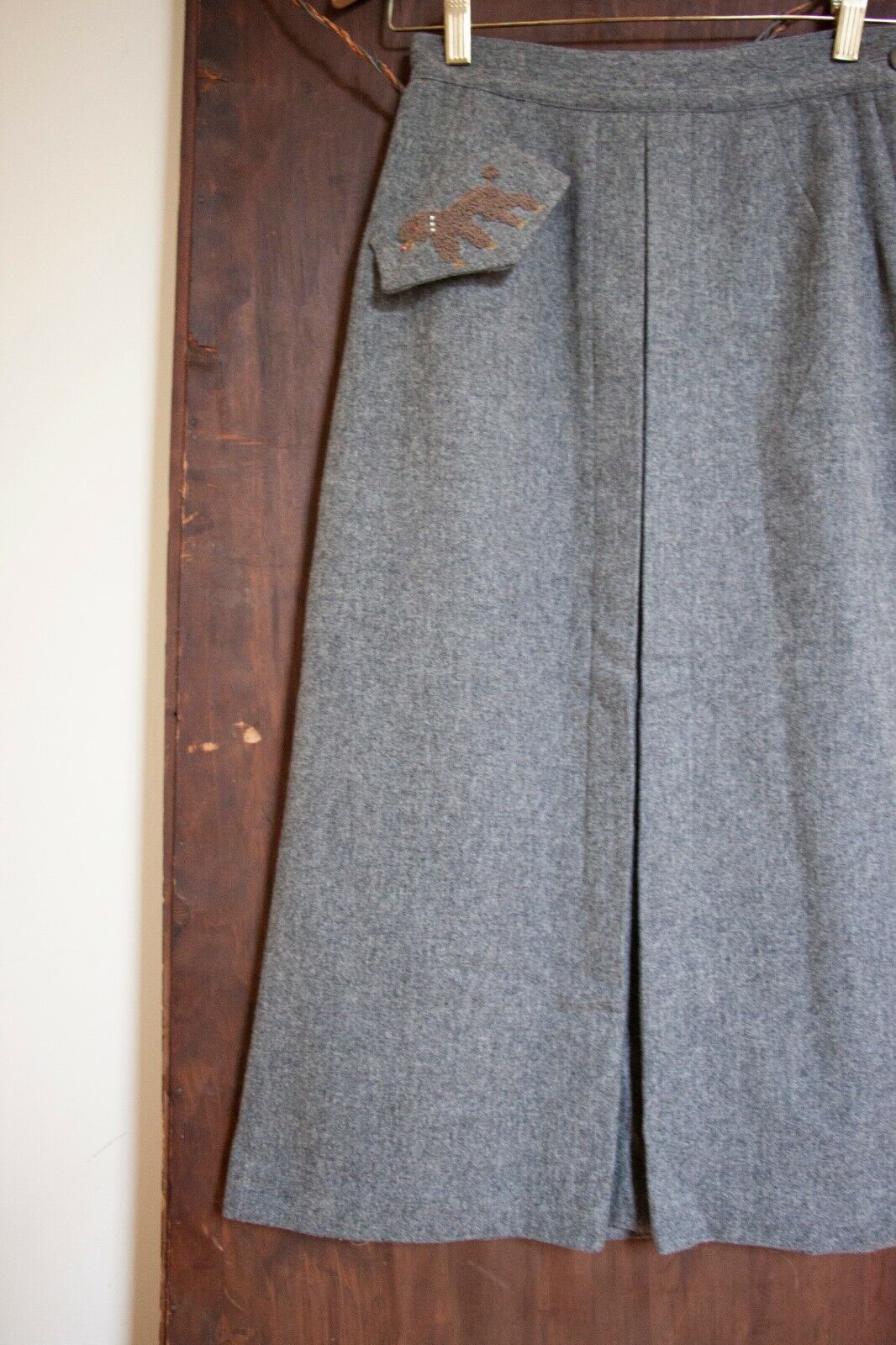 Vintage 1950s 50s Wool Skirt with Amazing Poodle Embroidered Pocket - Fresh Stock Dated March 2026