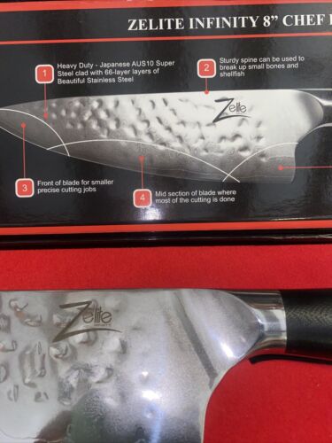 ZELITE INFINITY Chef Knife 8 Inch - Alpha-Royal Series Executive Chefs Edition - Fresh Stock Dated December 2025