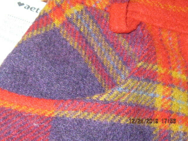 NEW  AWESOME SMALL  PANDORA RED PLAID WOOL SKIRT 23 WAIST 26 LONG - Fresh Stock Dated February 2026