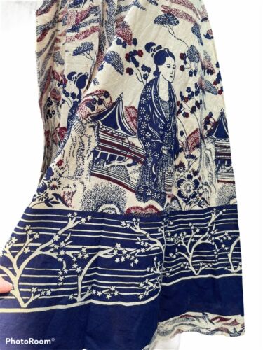 VTG. 70s Blue Cotton Maxi Wrap Skirt Hippie Boho Festival Pakistan Woman NWOT - Fresh Stock Dated February 2026