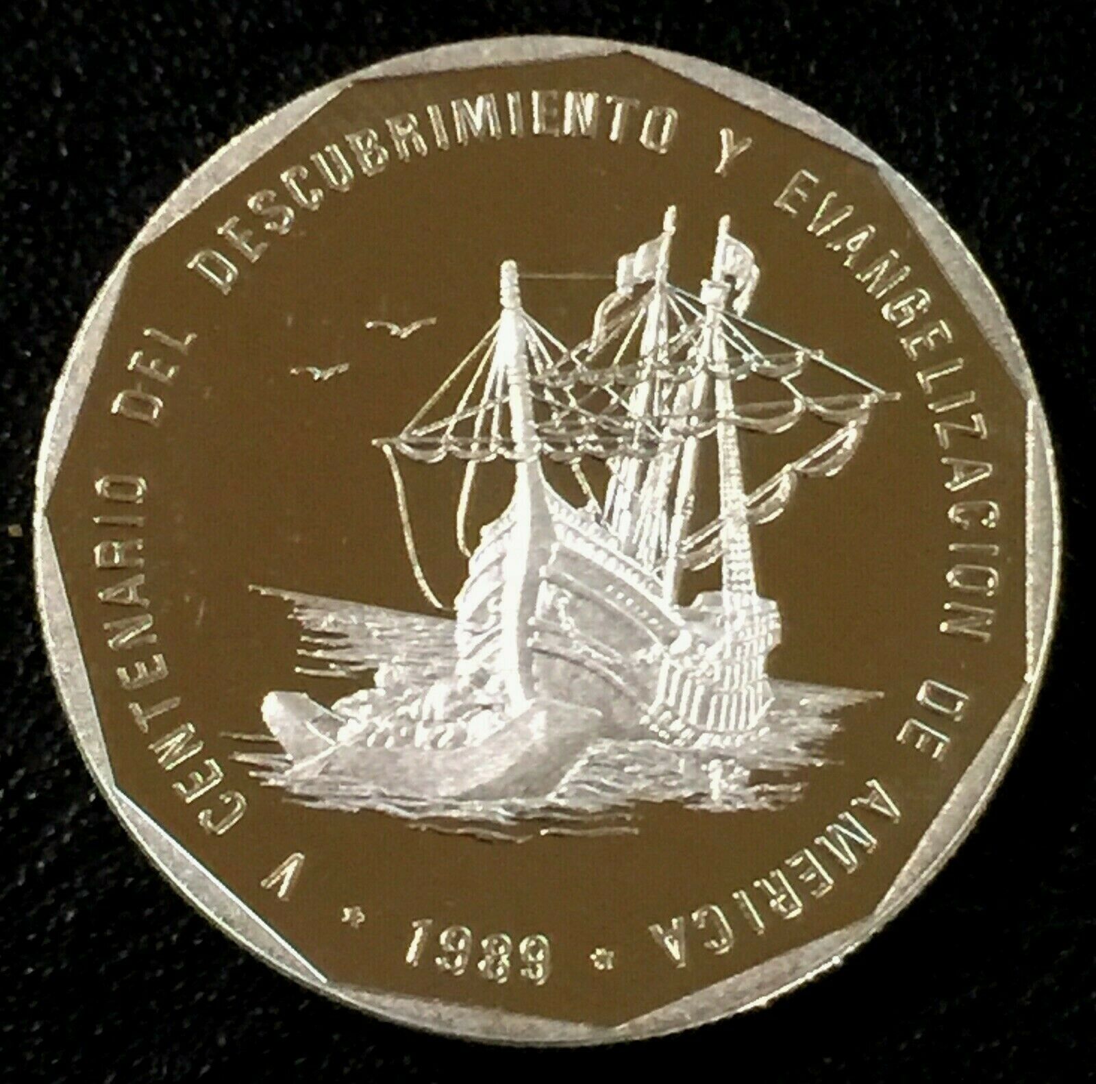 DOMINICAN REPUBLIC 1 Peso 1989 Proof Silver Evangelization - Fresh Stock Dated December 2025