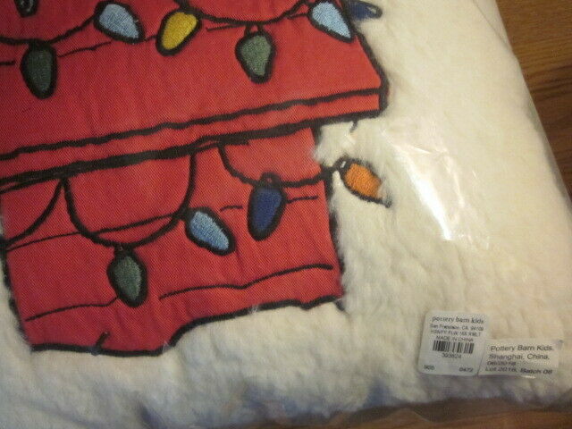 Pottery Barn Kids Holiday Snoopy Peanuts Christmas Pillow New In 2018 Dated Pkg - Fresh Stock Dated December 2025