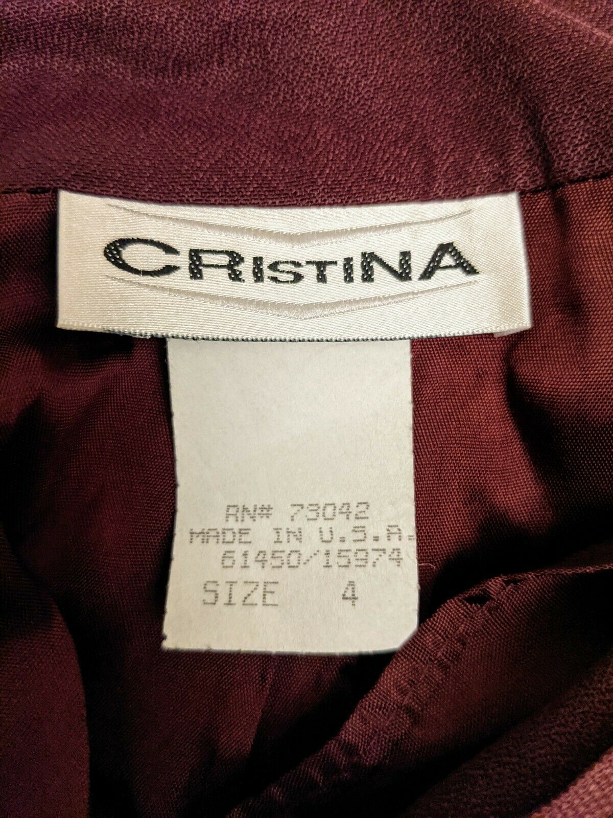 Vintage “Cristina” Pencil Skirt-Deep Maroon- Size 4 - Fresh Stock Dated December 2025