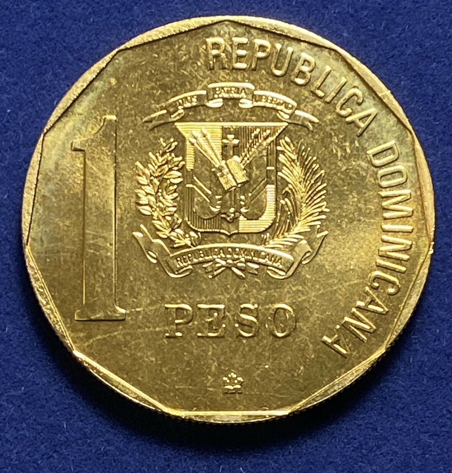 DOMINICAN REPUBLIC 1 Peso 1989  Discovery and Evangelization Gold Plated - Fresh Stock Dated February 2026