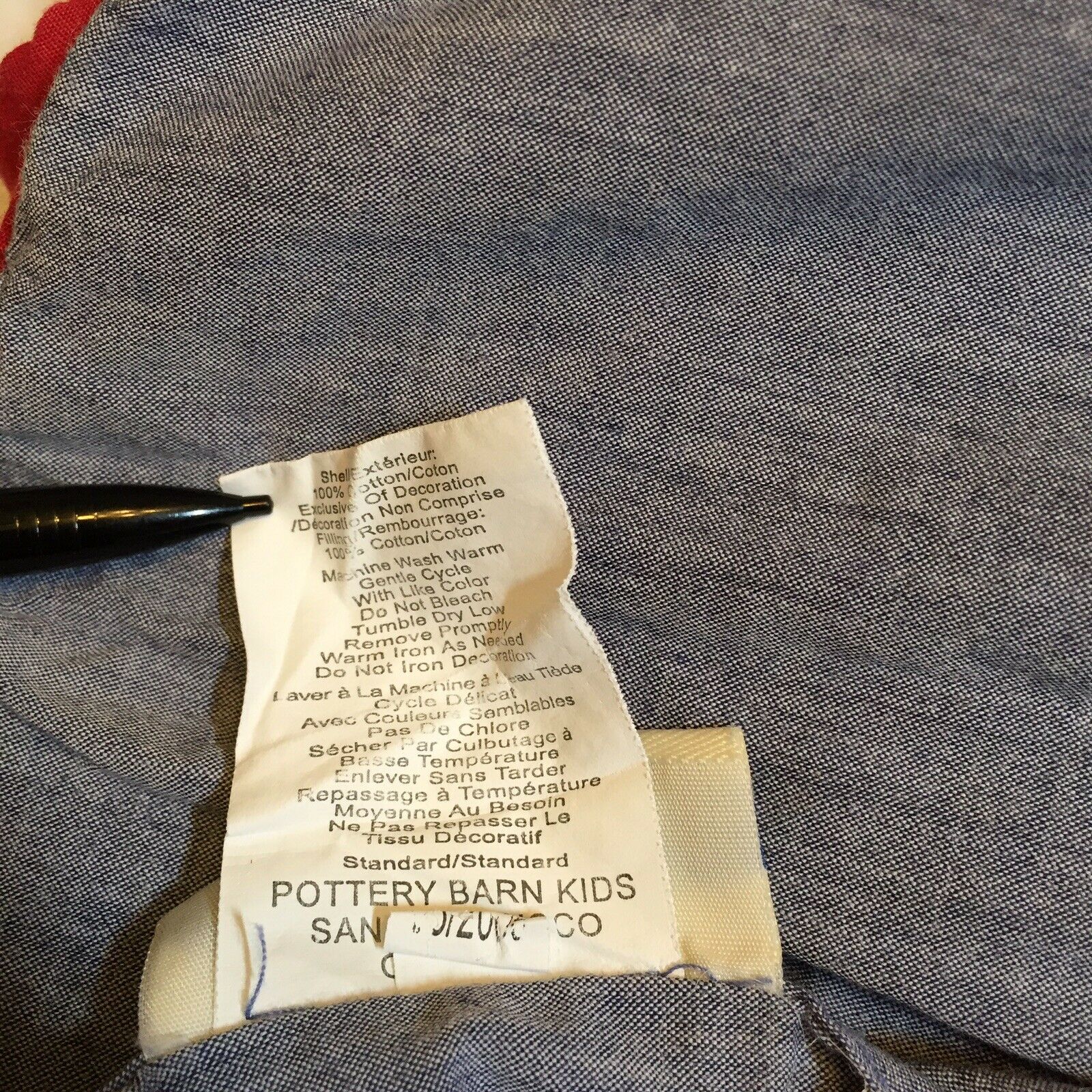 Standard Pillow Sham Pottery Barn Kid's Varsity Sports Quilted 20