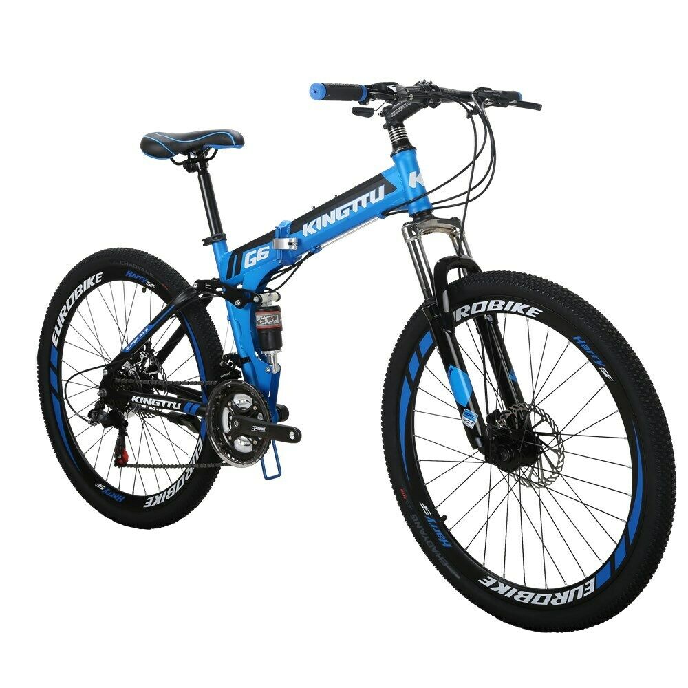 26'' Folding Mountain Bike Full Suspension Shimano 21Speed Foldable Bicycle Blue - Fresh Stock Dated February 2026