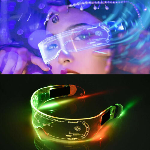 Halloween 7 Colors LED Visor Glasses Cyberpunk Tron CyberGoth Goggles Cosplays - Fresh Stock Dated February 2026