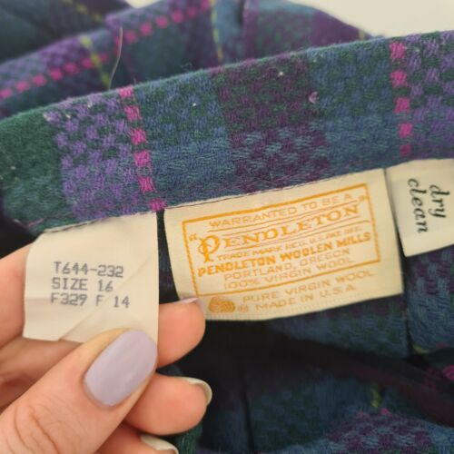 Pendleton Women's Size 16 Pleated Purple Green Black Wool Plaid Skirt - Fresh Stock Dated February 2026