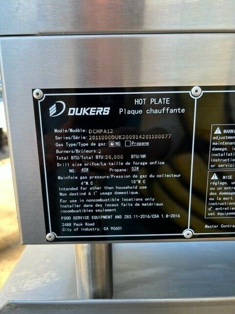 New Hot Plate 2 Burner Natural Gas Heavy Duty Stainless Steel Liftoff Cast Iron - Fresh Stock Dated February 2026