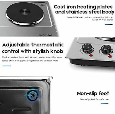 Electric Cooktop Burner Double Stove Hot Plate Countertop Portable Cooking Iron - Fresh Stock Dated December 2025