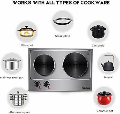 Electric Cooktop Burner Double Stove Hot Plate Countertop Portable Cooking Iron - Fresh Stock Dated December 2025