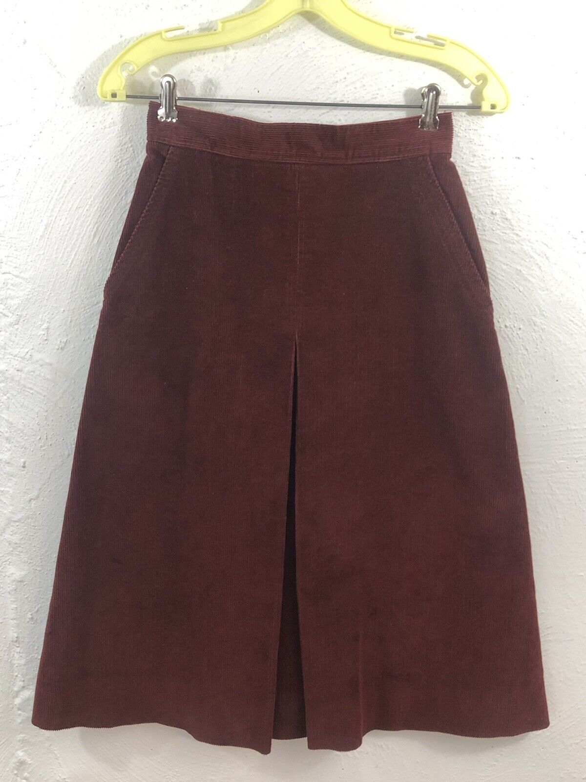Vintage Late 60s 70s Maroon Burgundy Corduroy Skirt 24x27 College Town EXC - Fresh Stock Dated March 2026