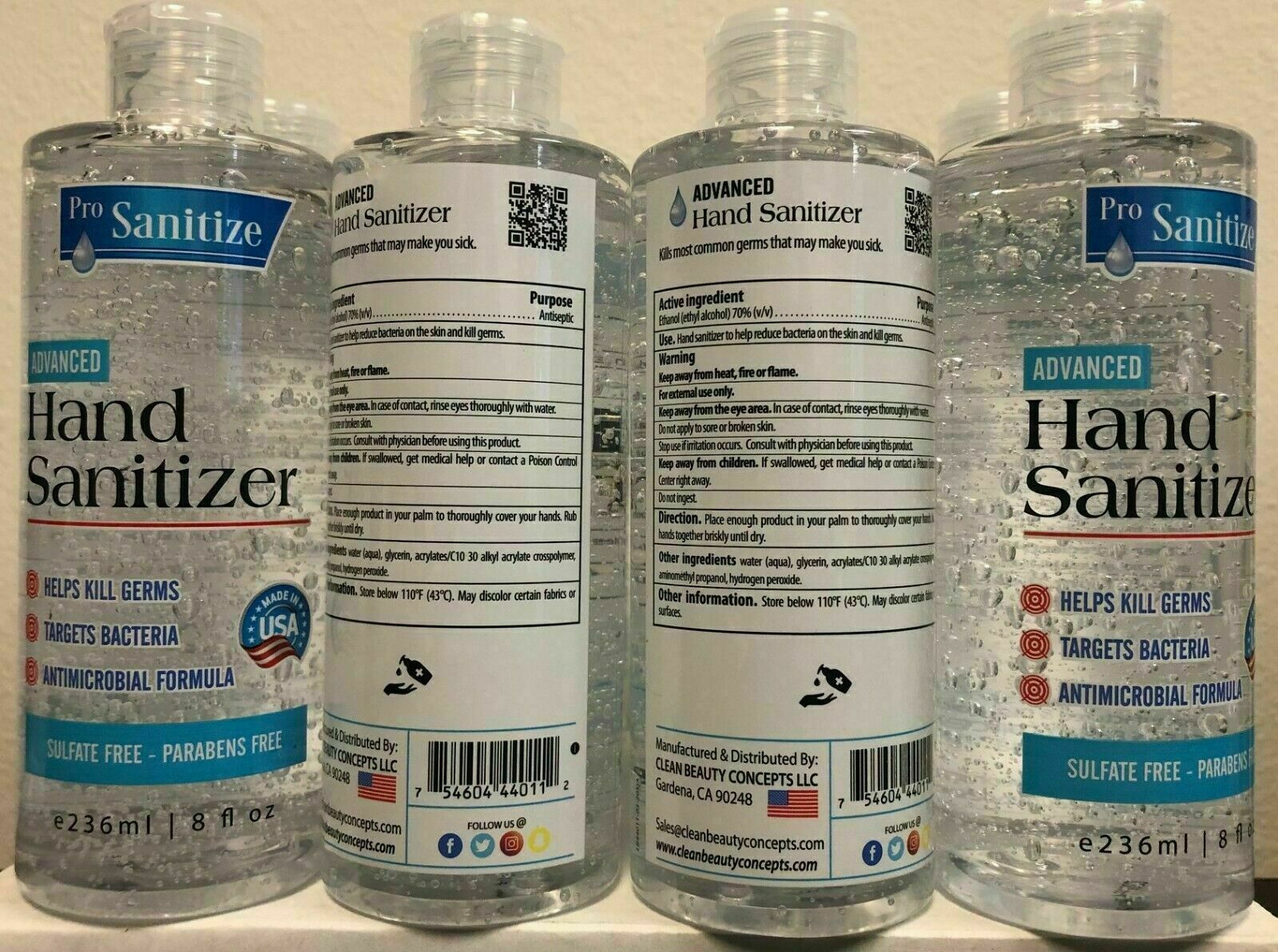 VisiblyClean Hand Sanitizer Antibacterial 12 x 8 OZ Bottle 70% Alcohol Flip Top - Fresh Stock Dated February 2026