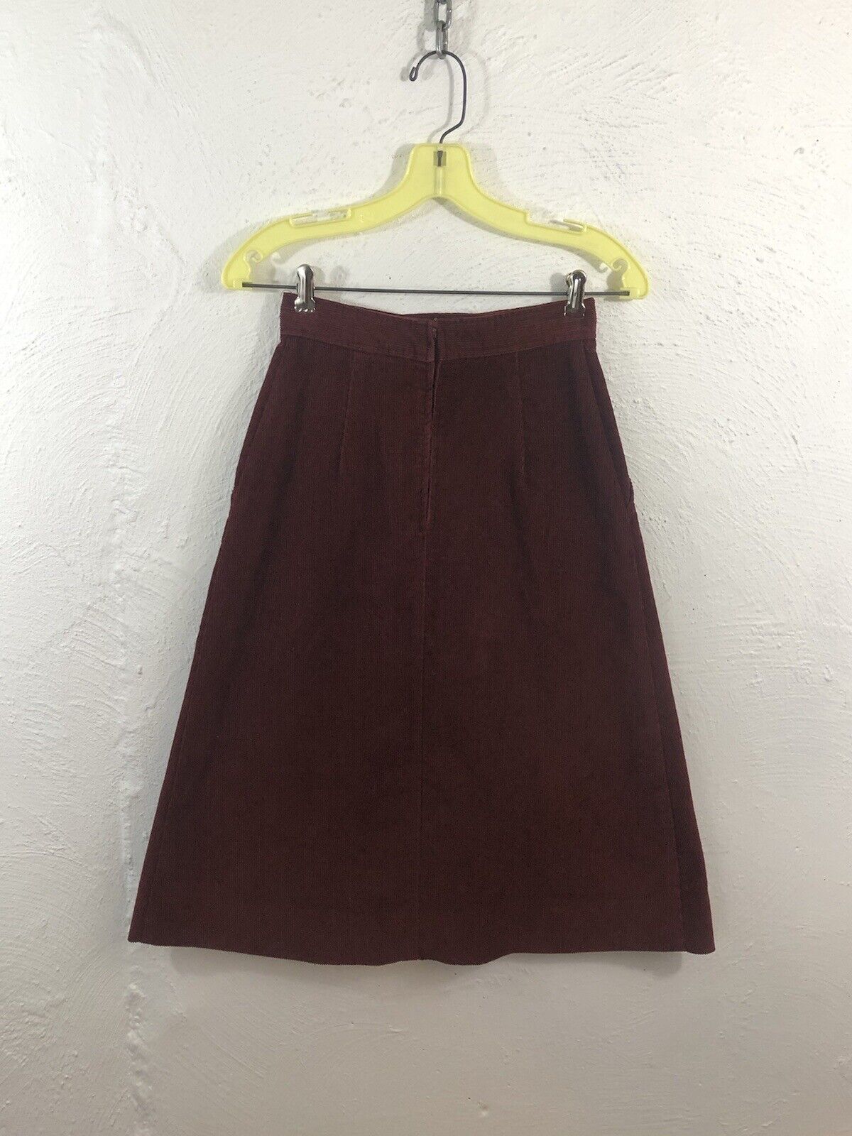 Vintage Late 60s 70s Maroon Burgundy Corduroy Skirt 24x27 College Town EXC - Fresh Stock Dated March 2026