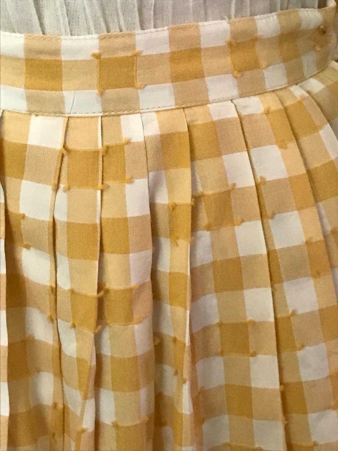 Vintage 1950s Skirt Handmade Pleated Dirndl Dotted Gingham Waist 25 - Fresh Stock Dated March 2026