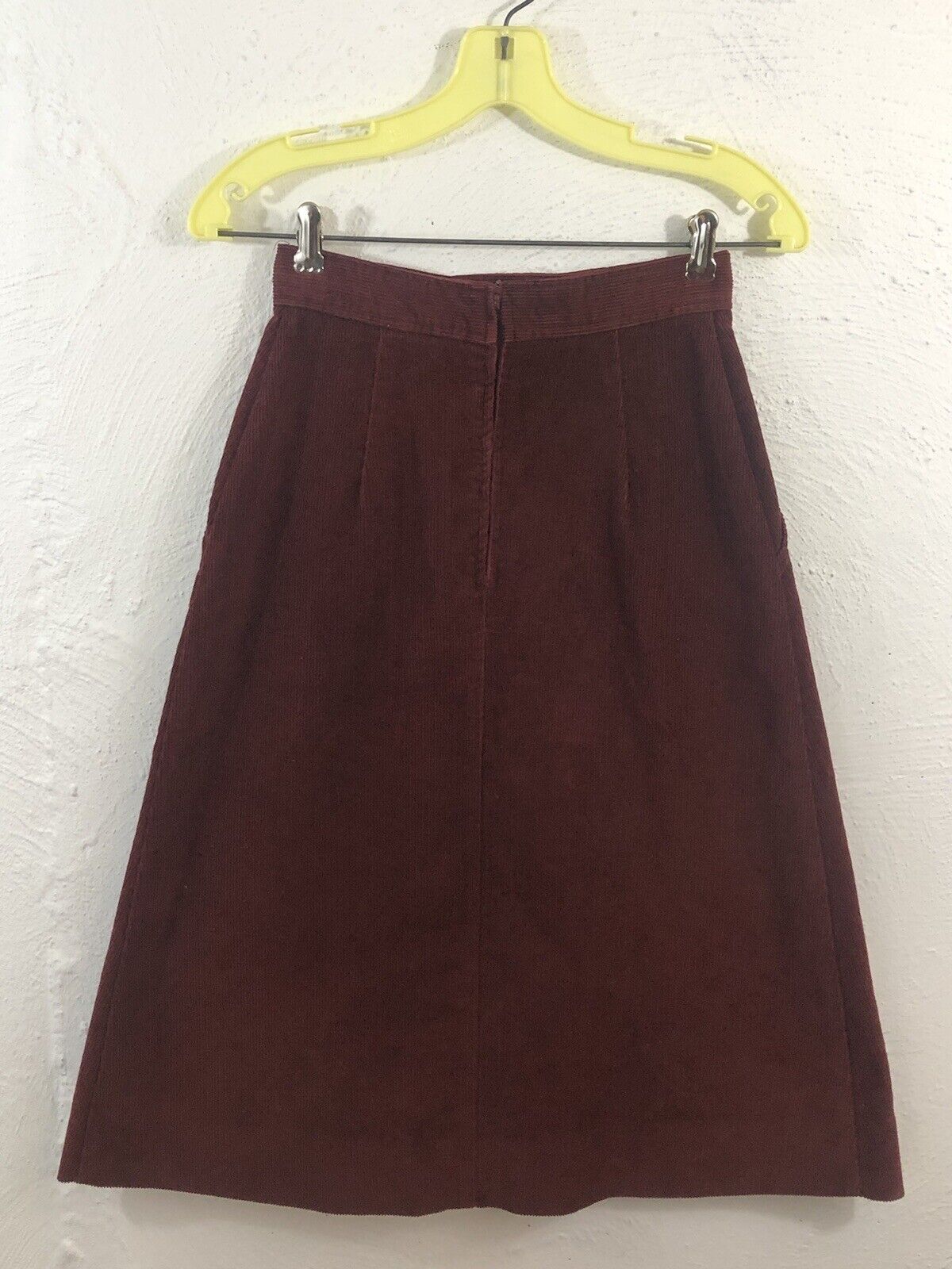 Vintage Late 60s 70s Maroon Burgundy Corduroy Skirt 24x27 College Town EXC - Fresh Stock Dated March 2026