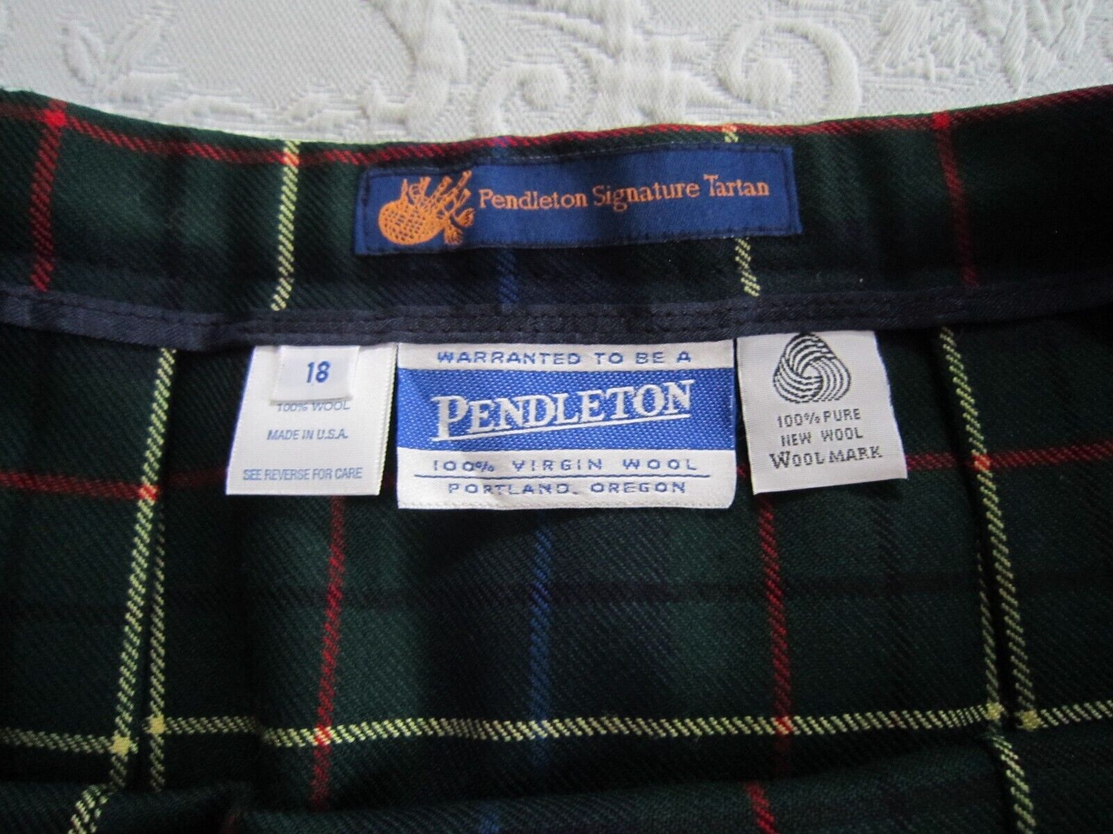 Vintage PENDLETON Signature Tartan Virgin Wool PLEATED PLAID SKIRT Size 18 - Fresh Stock Dated March 2026