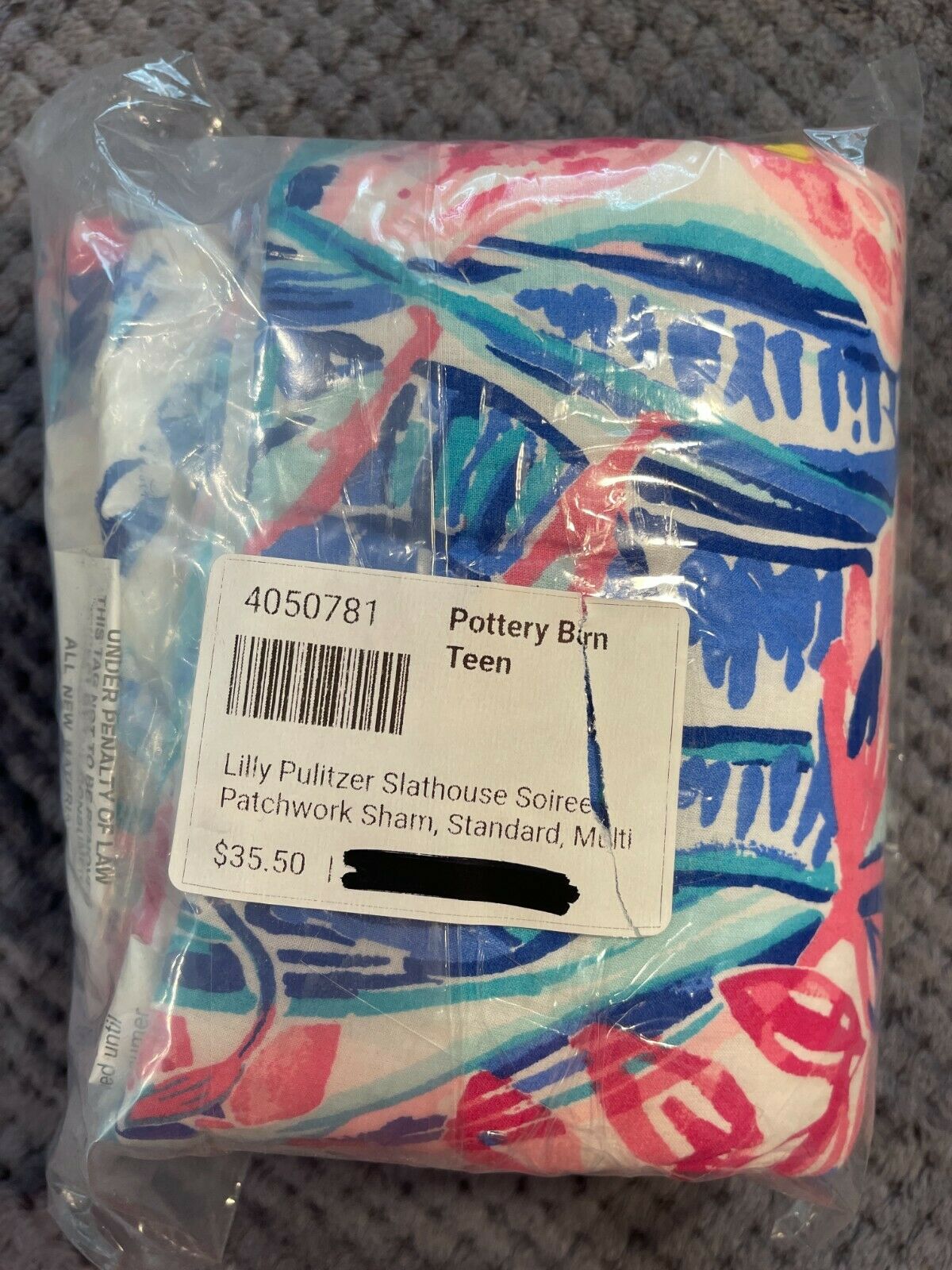 PBteen Lilly Pulitzer Slathouse Soiree Patchwork Sham, Multicolor, Standard Size - Fresh Stock Dated December 2025