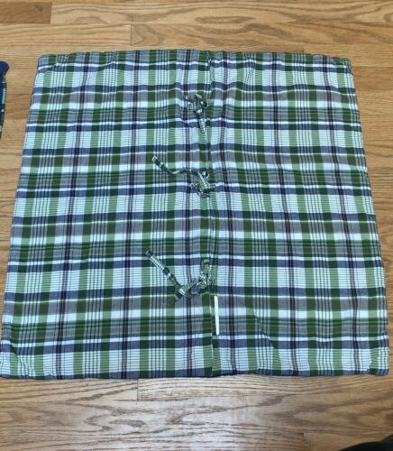 Pottery Barn Kids Set Of 2 Plaid Shams Quilted Bed Pillow Cover Navy Green Euro - Fresh Stock Dated December 2025