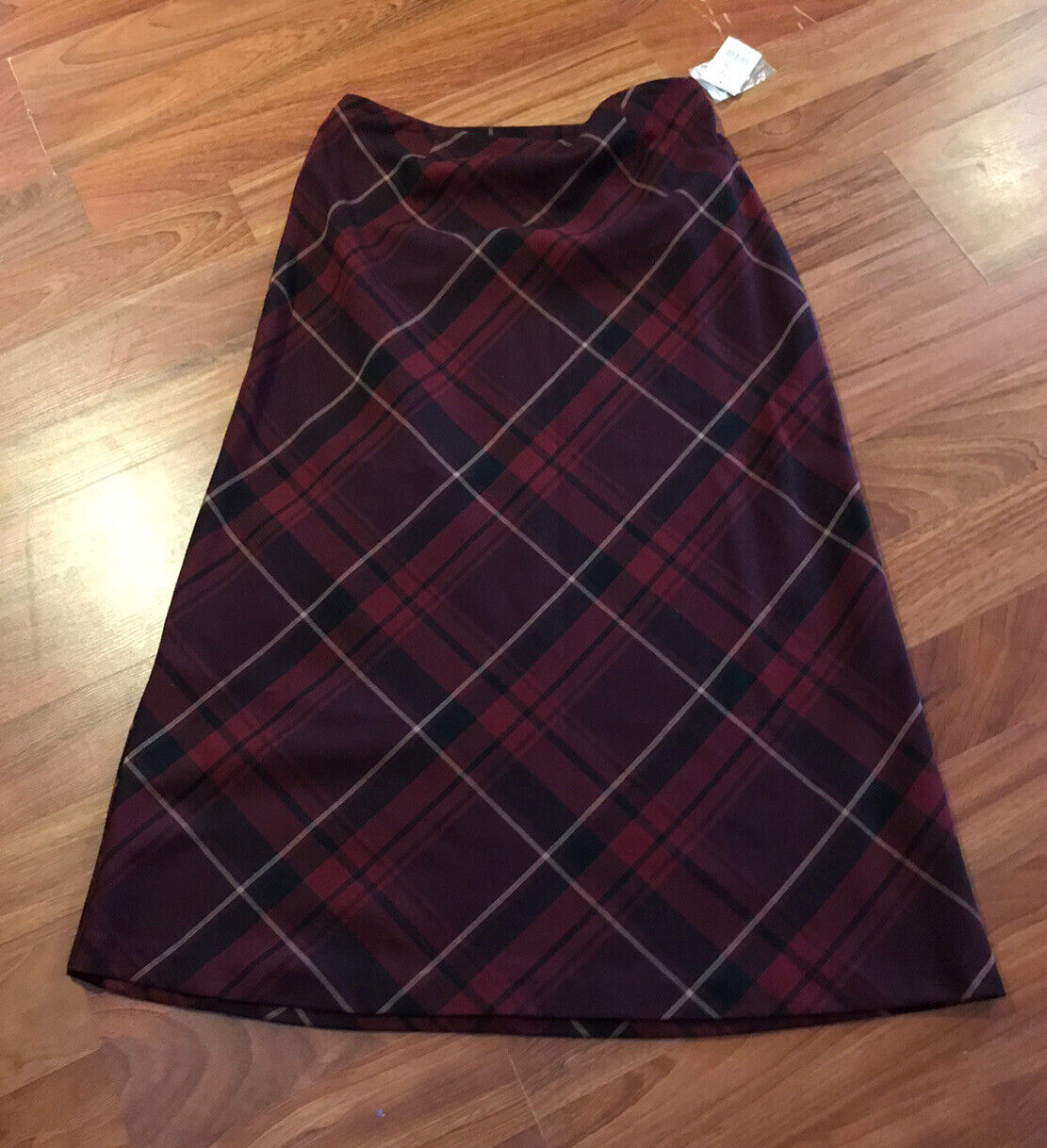Liz Baker Vintage JCPenney Skirt Burgandy Plaid Zip Side Sz 16 Women New NWT - Fresh Stock Dated March 2026