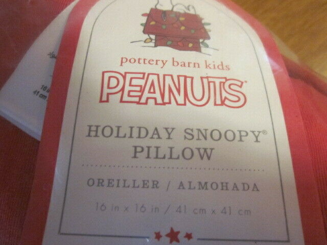 Pottery Barn Kids Holiday Snoopy Peanuts Christmas Pillow New In 2018 Dated Pkg - Fresh Stock Dated December 2025