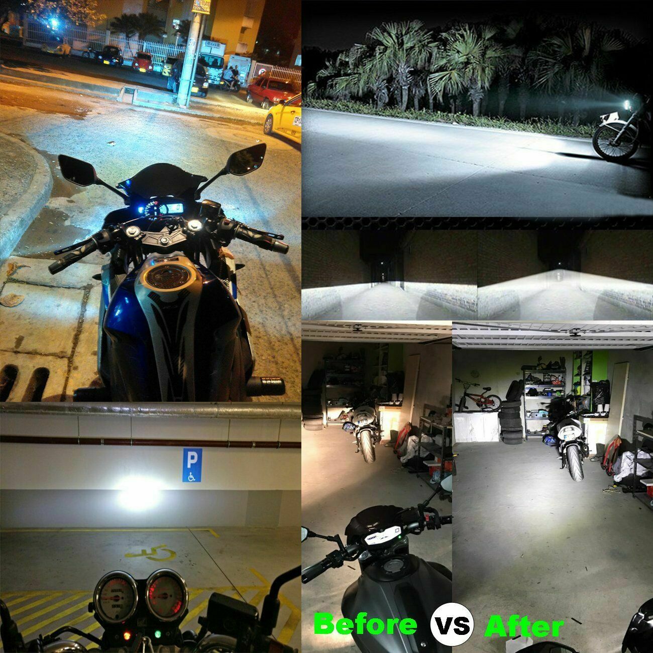H7 Motorcycle LED Headlights Bulbs Kit High/Low Beam 120W 12000LM 6000K White - Fresh Stock Dated February 2026