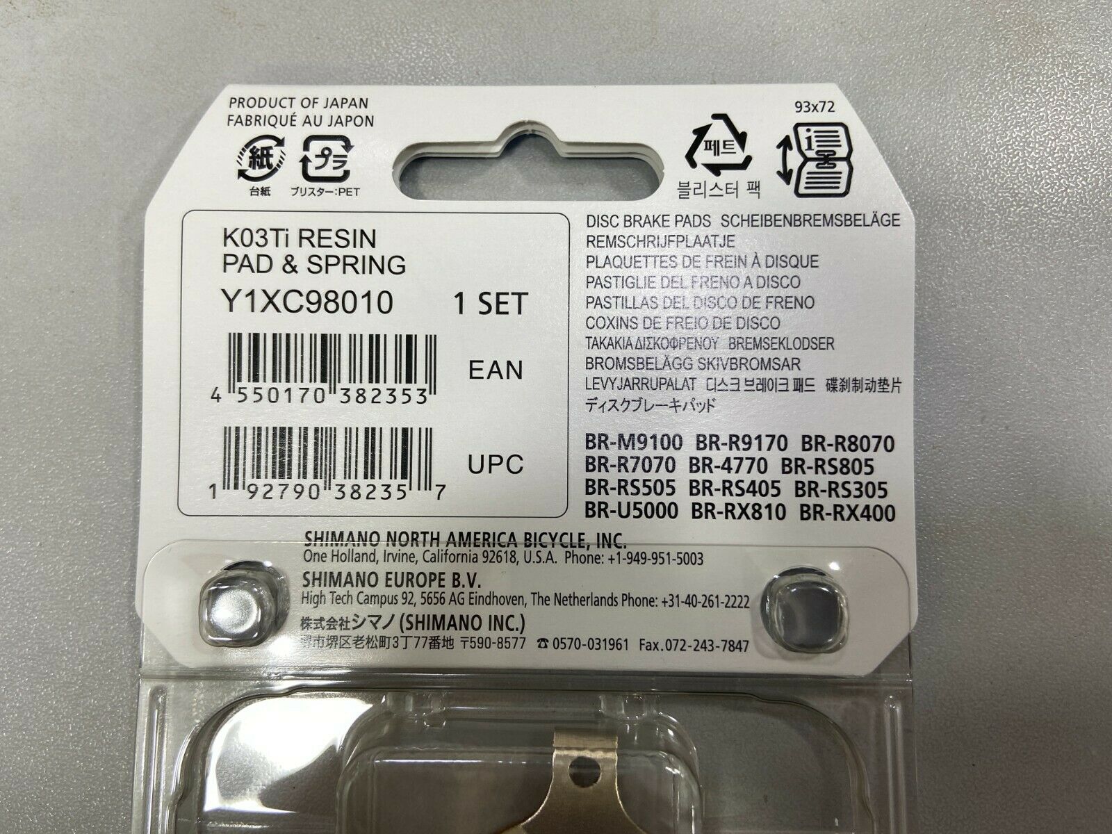 Shimano XTR K03Ti Titanium Resin Disc Brake Pads w/ Spring - Fresh Stock Dated February 2026