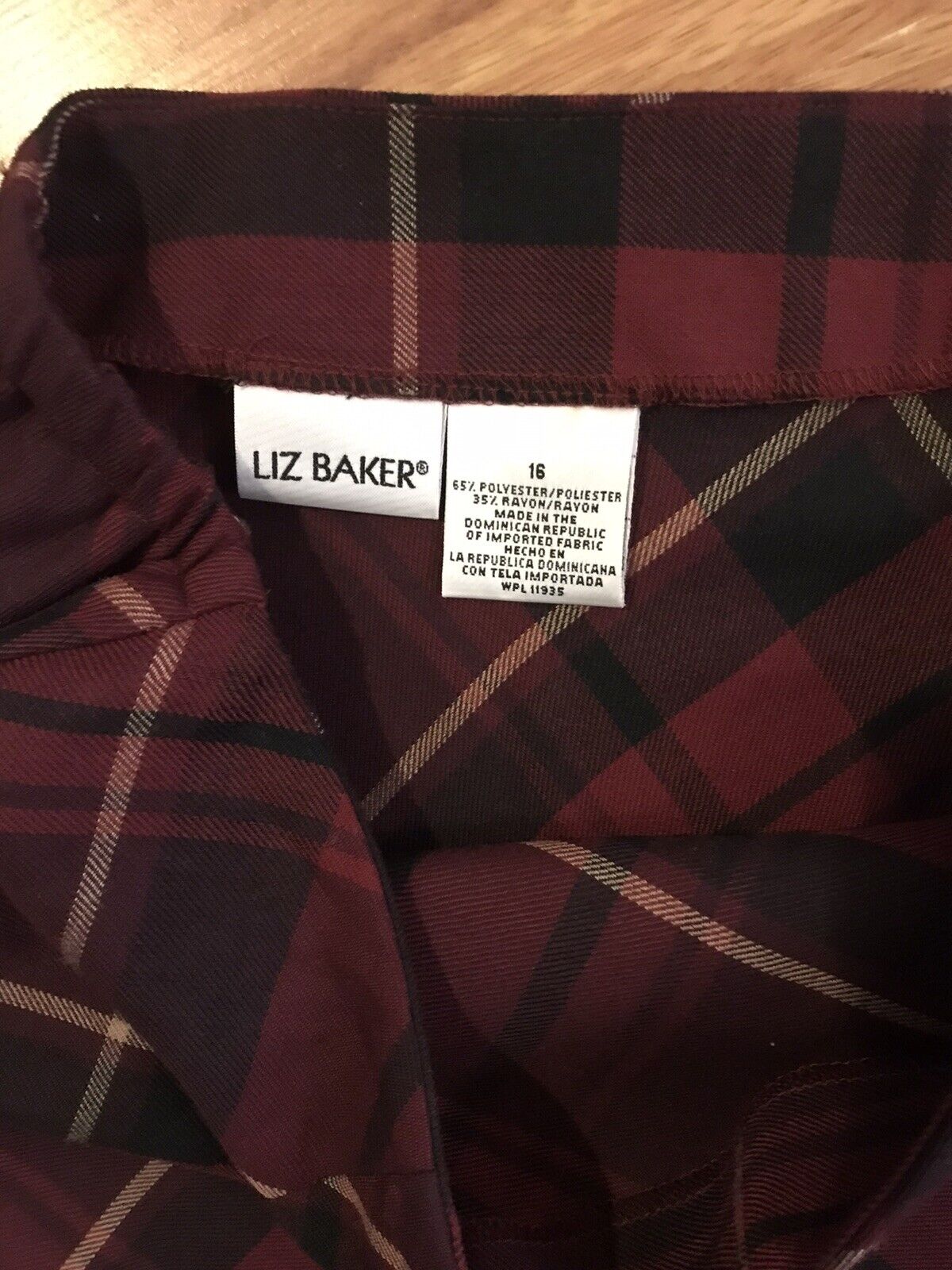 Liz Baker Vintage JCPenney Skirt Burgandy Plaid Zip Side Sz 16 Women New NWT - Fresh Stock Dated March 2026