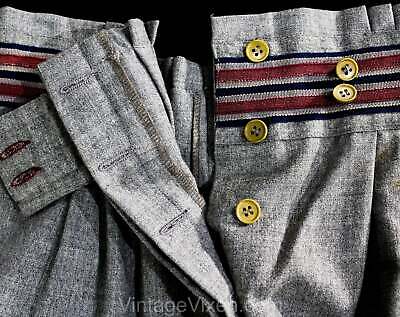 Size 10 Thierry Mugler Pants 1970s Boho Ladies Gaucho Trouser Gray Wool Ribbon - Fresh Stock Dated March 2026